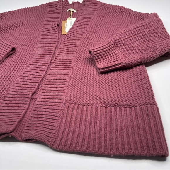 Woolovers Cardigan Sweater Chunky Edge to Edge Henna Mauve Fisherman Boho  New - Picture 3 of 13